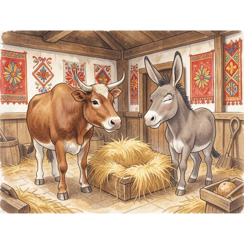 Рассказ о быке с ослом