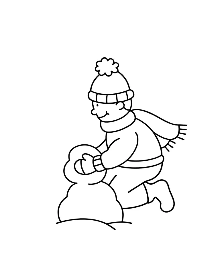 Ребенок лепит снеговика