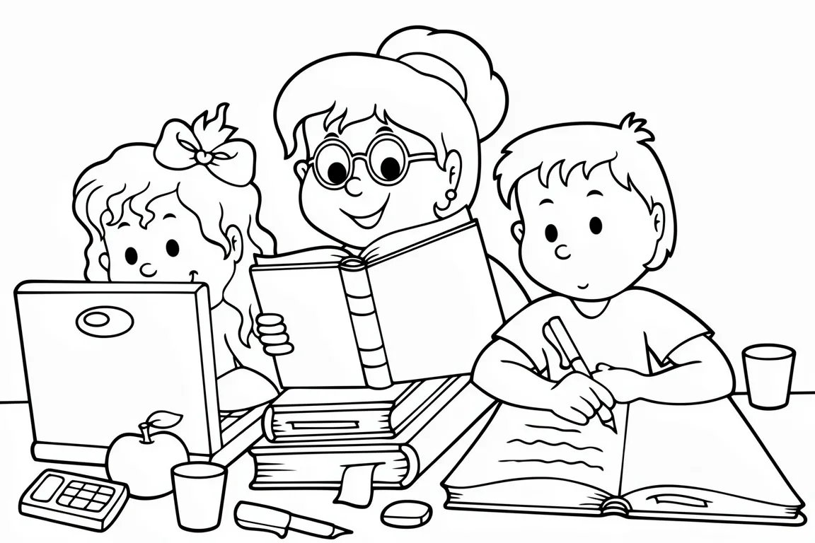 Ребята делают уроки