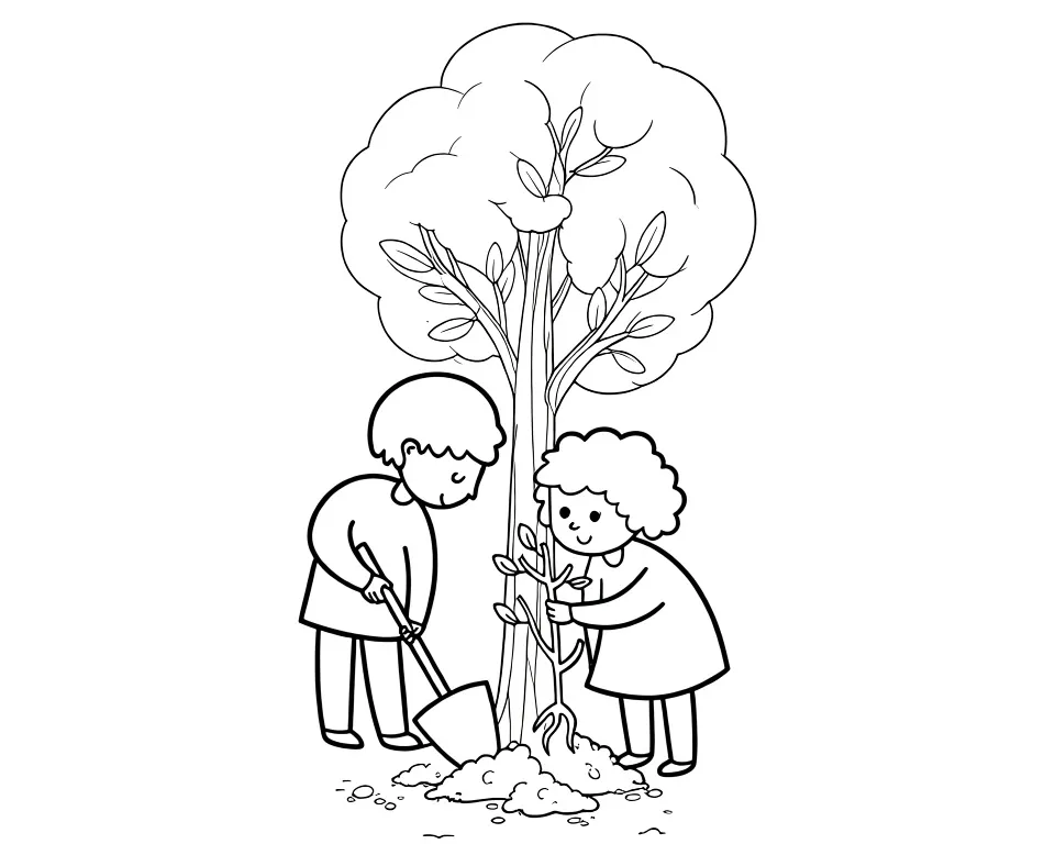 Ребята сажают дерево