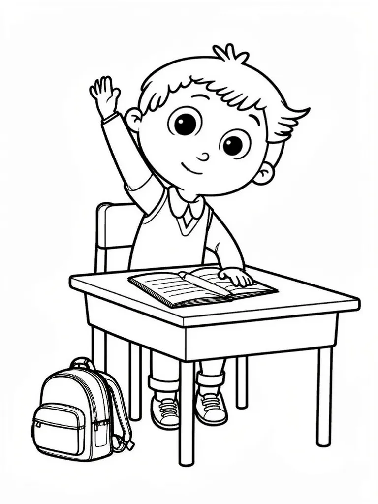 Школьник тянет руку