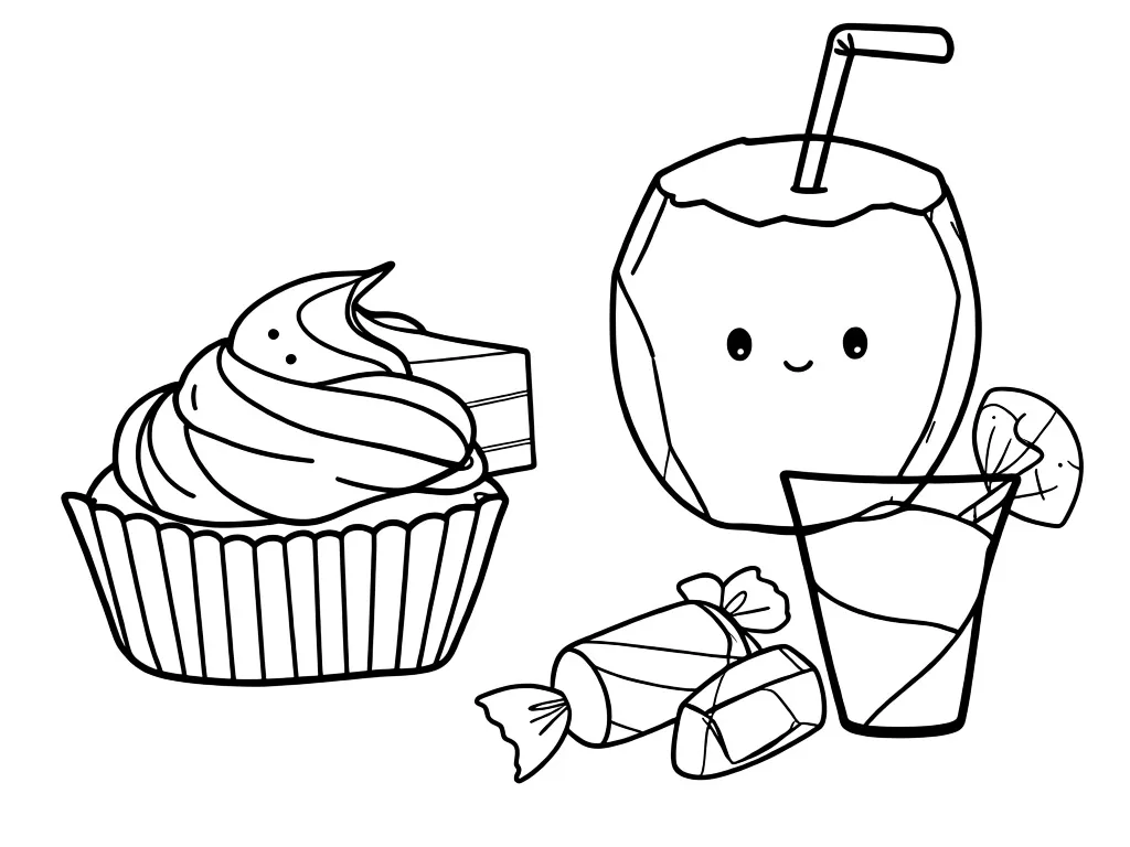 Сладости и кокосовый напиток