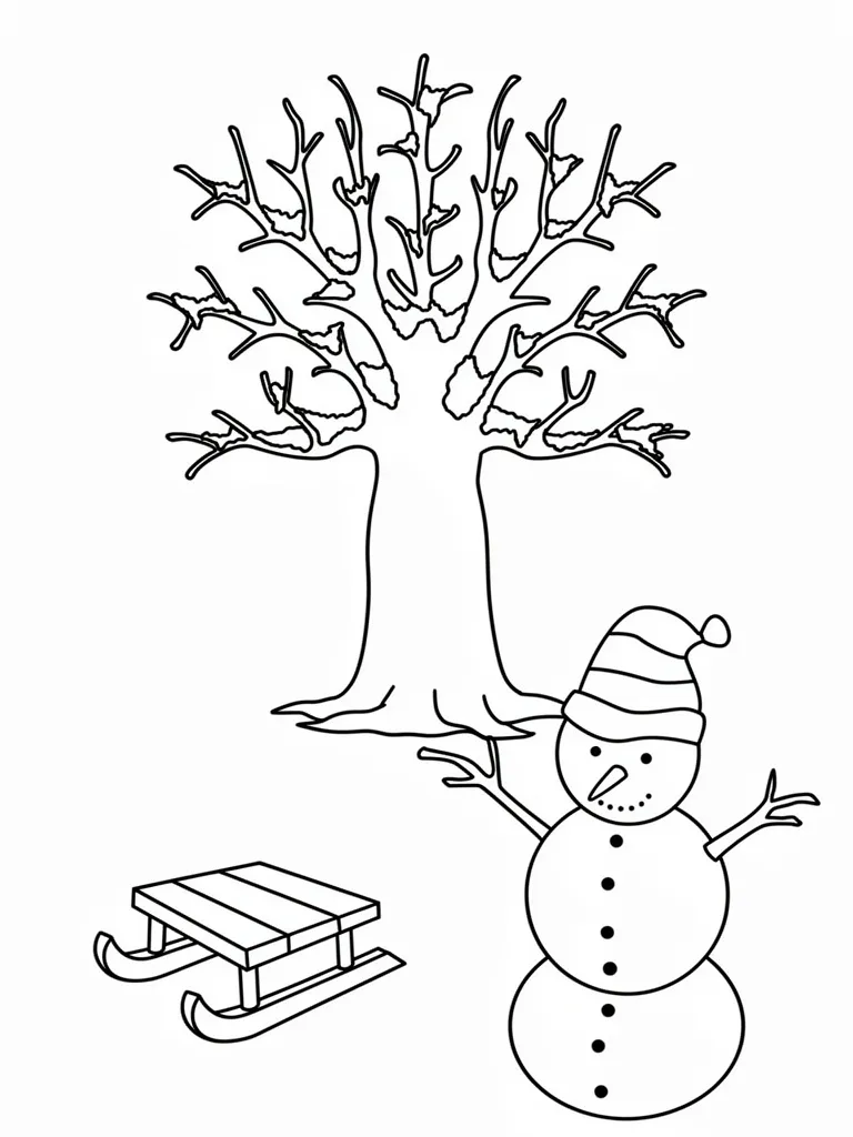 Снеговик у дерева