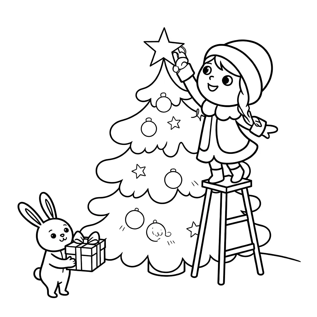 Снегурочка украшает елку