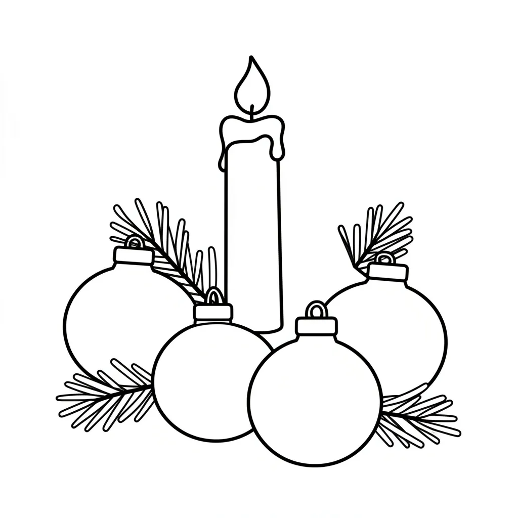 Свеча и новогодние игрушки