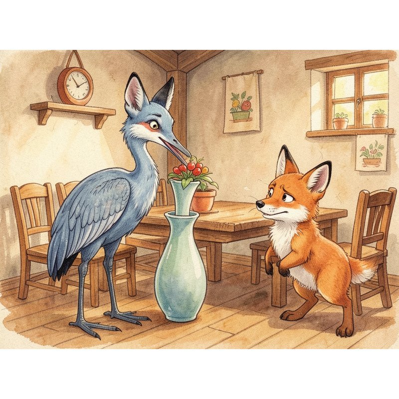 Лисица и журавль