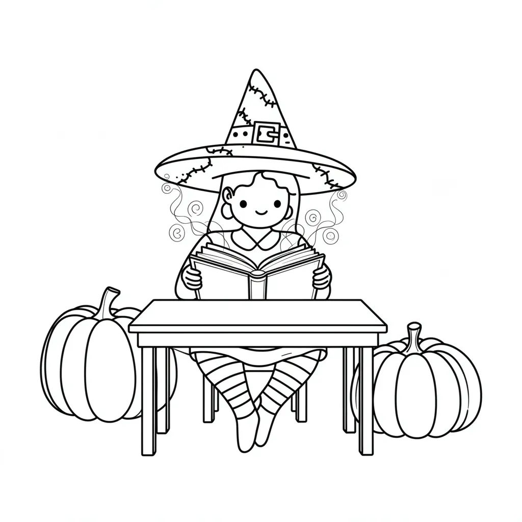 Ведьмочка читает заклинание