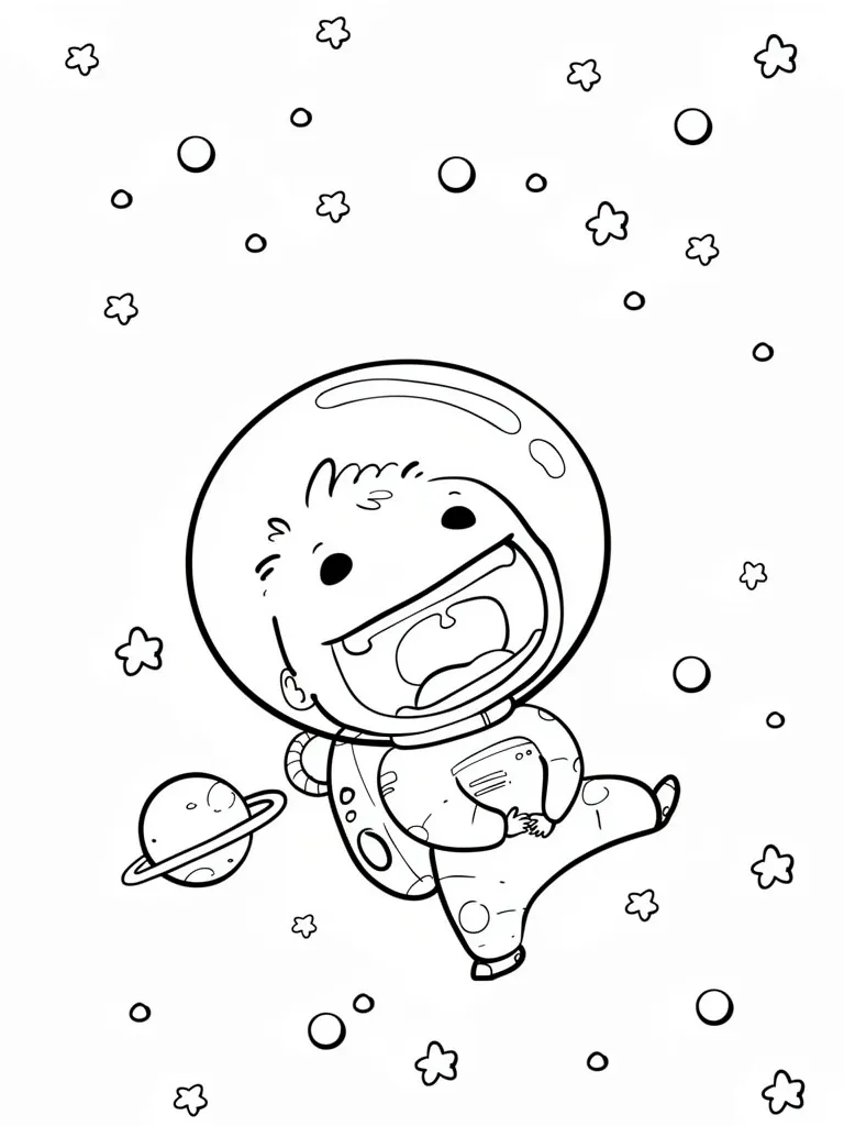 Веселый ребенок в скафандре