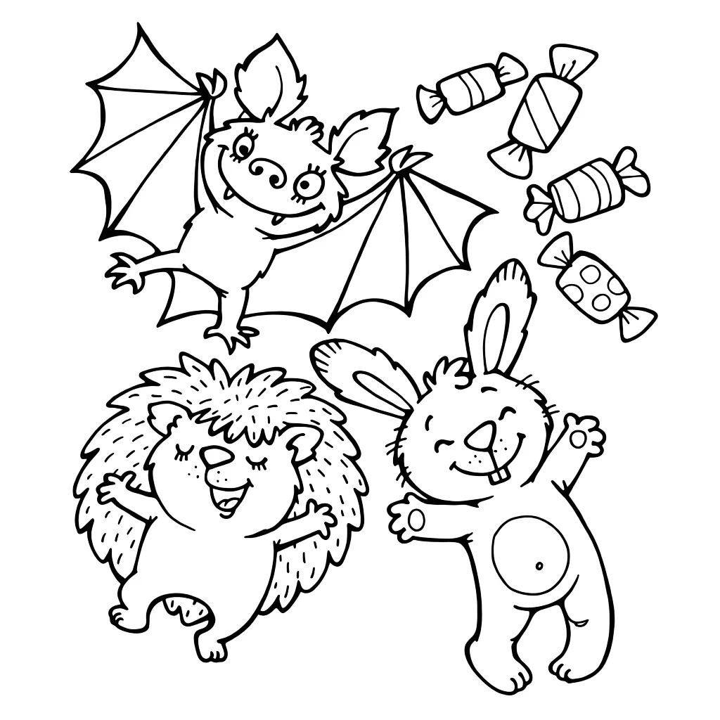 Весёлые заяц, ёж и летучая мышь