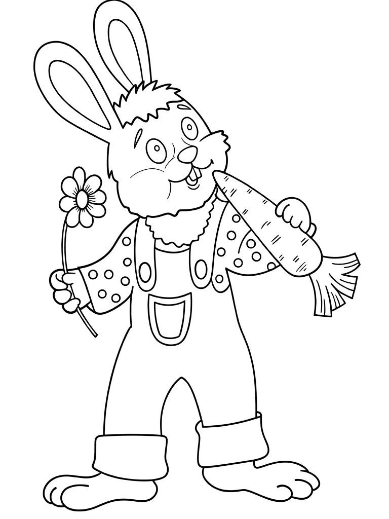 Заяц кушает морковку