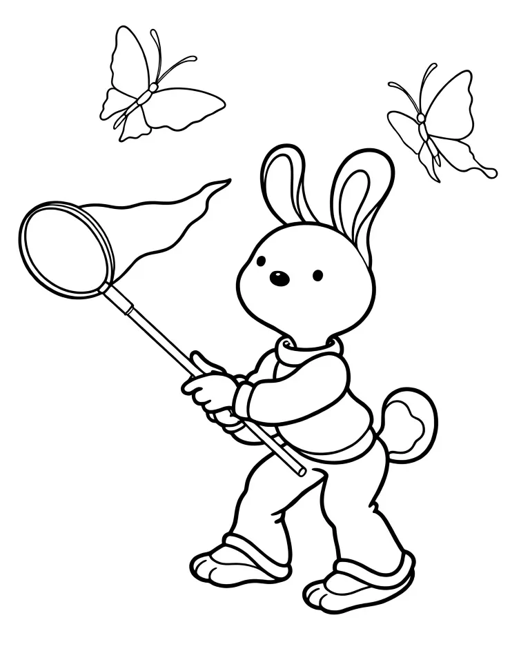 Заяц ловит бабочек