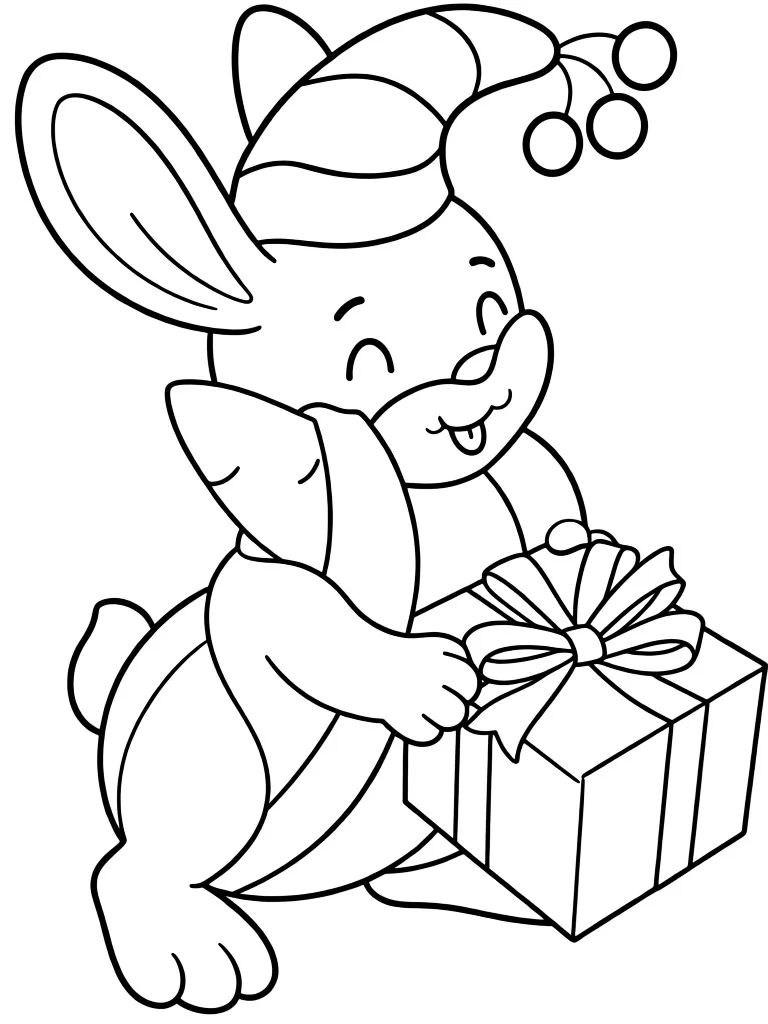 Заяц со своим подарком