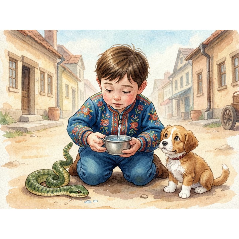 Змей, кошечка и пес