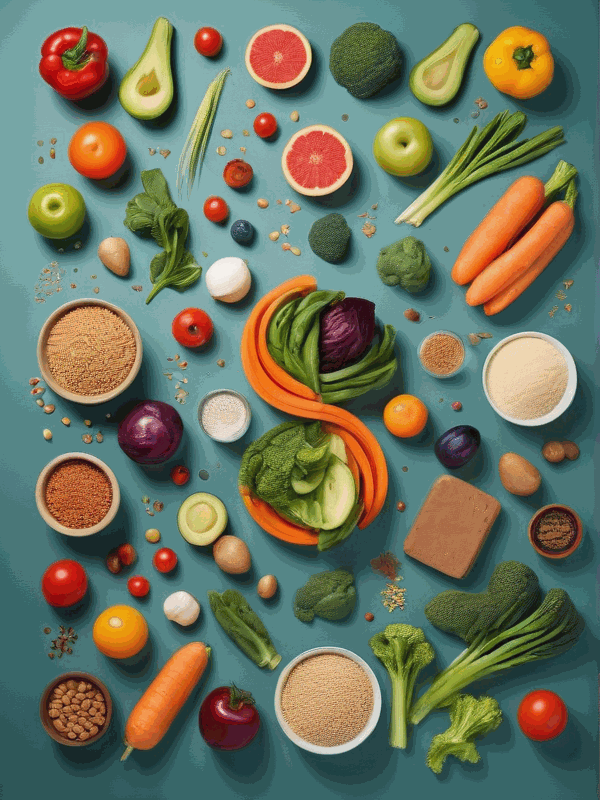The composition of food with a Balanced diet