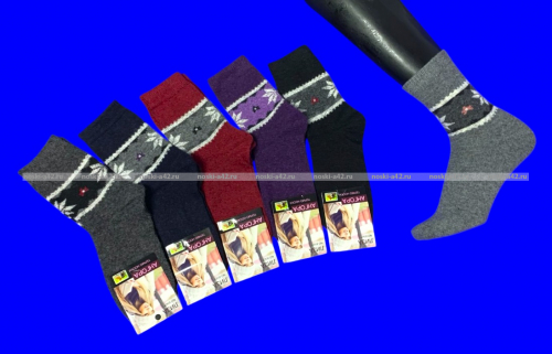 Термоноски женские ангора шерсть Снежинки арт. 567