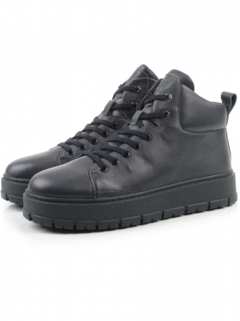 05-AW1010-2M DK. BLUE Ботинки зимние мужские (натуральная кожа, натуральный мех)