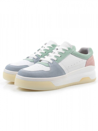 03-YG453-2 WHITE/GREEN/LT. BLUE/PINK Кроссовки женские (натуральная кожа)