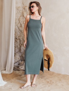 Платье оливковое из премиального хлопка