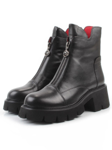 01-BE22B-8A BLACK Ботинки демисезонные женские (натуральная кожа, байка)