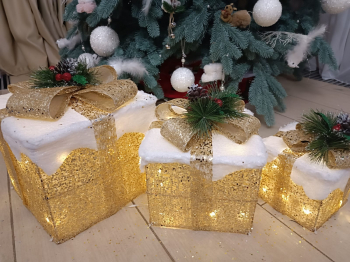Новогоднее украшение под елку из 3 - х подарочных коробочек #1