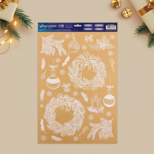 Наклейки на окна многоразовые «Новогодние украшения», 33?50 см