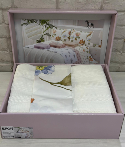 КПБ EFOR COTTONI с вафельным покрывалом 160*220, крем (АС-01)