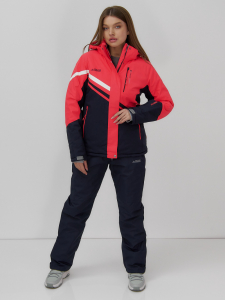 Горнолыжный костюм женский зимний УЦЕНКА малинового цвета 02812M