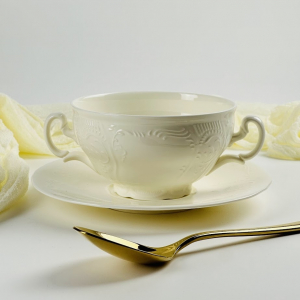 225-058 Бульонница 390мл с тарелкой 17,5см MARIA CREAM в под.уп.(х24)Фарфор