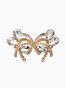 Зажим для кардигана «Ажур. Капельки», белый в золоте