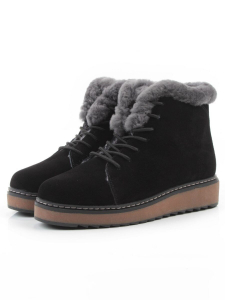04-5606-5 BLACK Ботинки зимние женские (натуральная кожа, 100% шерсть)