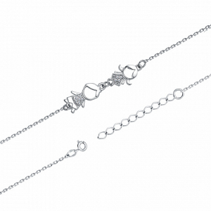 браслет с фианитом  родированный серебро 925*