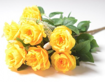 Искусственные цветы, Ветка в букете бутон роз 9 голов (1010237)