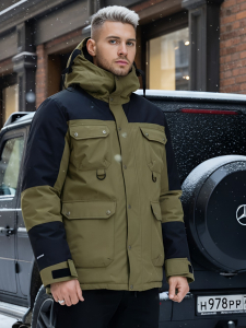 Горнолыжная куртка MTFORCE мужская цвета хаки 2302Kh