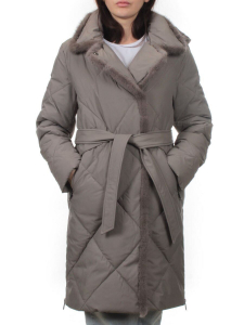 309 GRAY Пальто зимнее стеганое женское (200 гр. холлофайбер, натуральная норка)