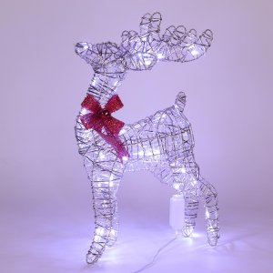 Новогодняя декорация олень с подсветкой 50 см серебряный