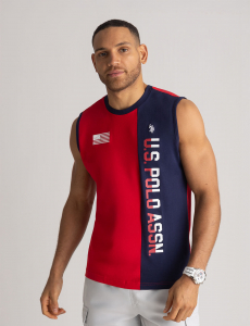 VERTICAL PRINT COLOR BLOCK MUSCLE TANK