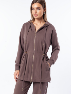 Парка с золотистой фурнитурой из тонкого эластичного футера