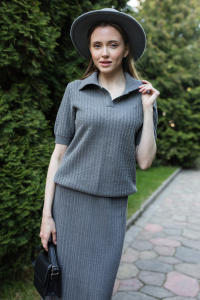 Джемпер из льна 4-325 стальной