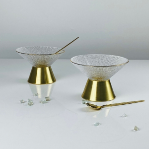 588-719 Набор из 2 креманок 12см 150мл с ложками в под.уп.(х18) Стекло