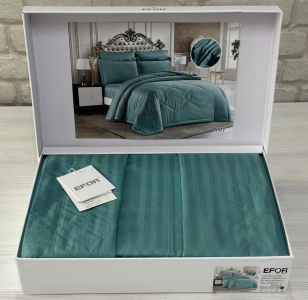 КПБ EFOR STRIPE SATIN A-07 бирюзовый (коробка)