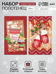 Набор кухонных полотенец Доляна «Тепла и уюта» 35?60 см-2 шт., 100% хлопок