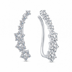 Зажимы с фианитом родированные серебро 925*