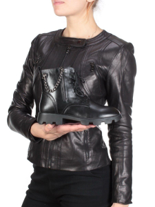 01-CYL94-1 BLACK Ботинки демисезонные женские (натуральная кожа, байка)