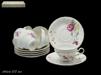 226-089 Кофейный набор 100 мл. 12пр. MARIA ROSE в под.уп.(х12)Фарфор
