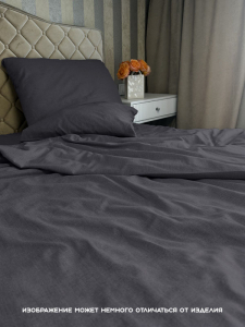 “Акция Простыня на резинке Льняные мотивы “Антрацит” 100% Хлопок