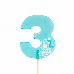 Карамель леденцовая Цифра 3 голубая с посыпкой, 12 г