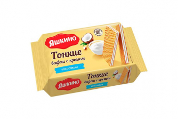 «Яшкино», вафли тонкие с кокосовым кремом, 144 г