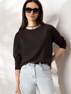 Базовый лонгслив из премиального хлопка с эластаном