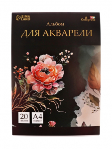 Альбом для акварели А4, 20 листов на склейке, Calligrata TOP, обложка мелованный картон, жёсткая подложка, блок СПб ГОЗНАК 200 г/м?