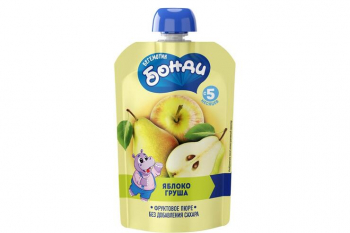 «Бегемотик Бонди», пюре фруктовое «Яблоко и груша», 90 г